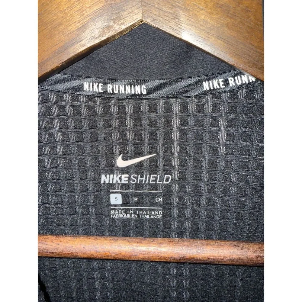 Nike Shield Running Jacket Black S READ Missing Zipper Slider / Track Only
